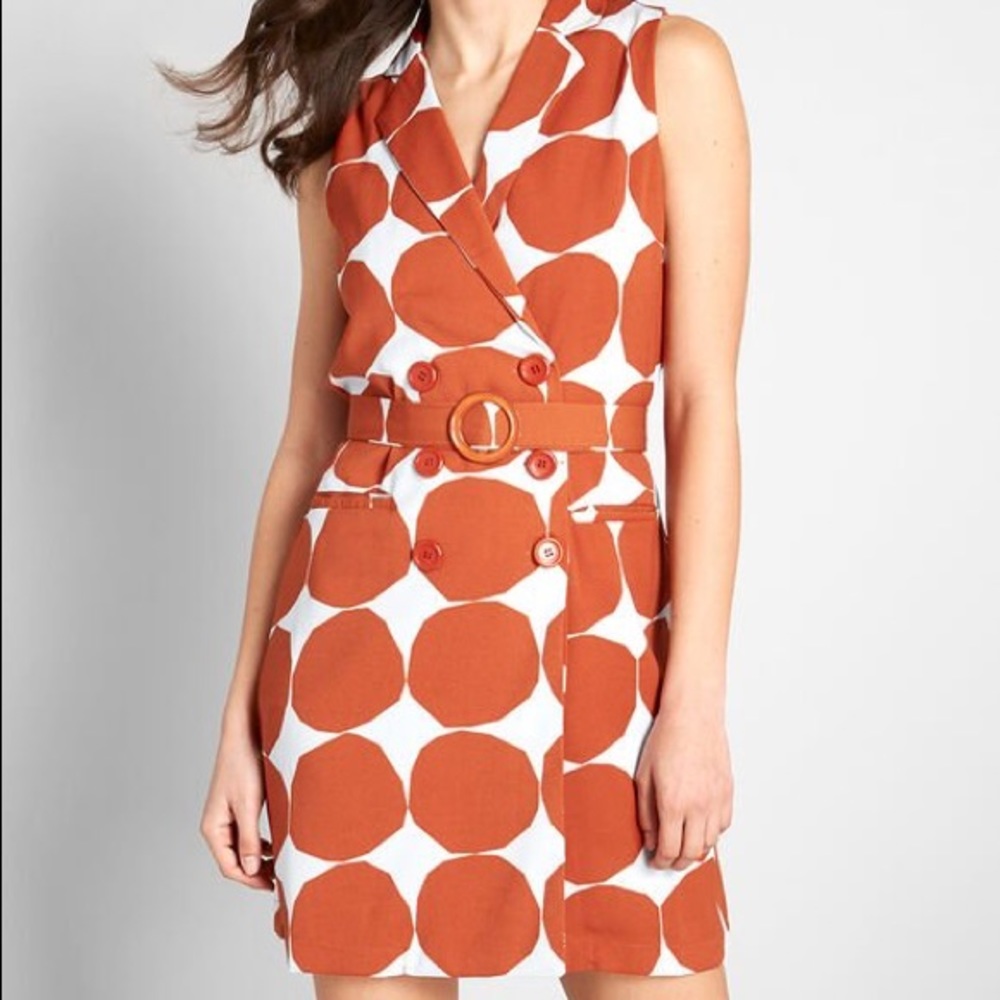 ModCloth retro orange and cream dress